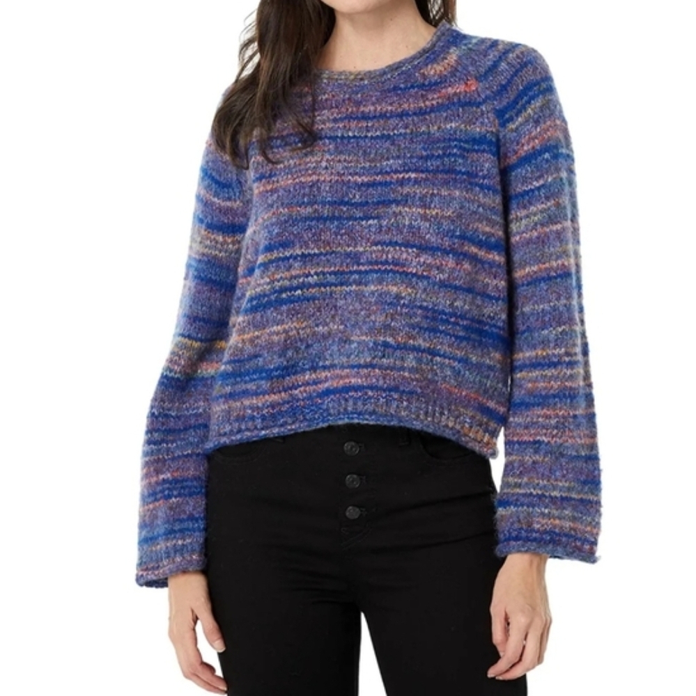 Madewell Blue Multicolor Crew Neck Sweater